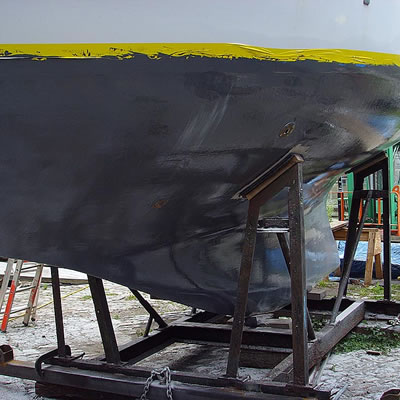 After osmosis treatment the hull is given an epoxy coating