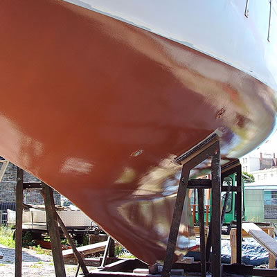 After Osmosis treatment - hull completed with Coppercoat application